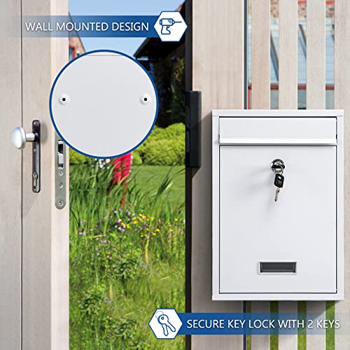 image for KYODOLED Key Lock Mailboxes for Outside, Locking Wall Mount Mailbox, S
