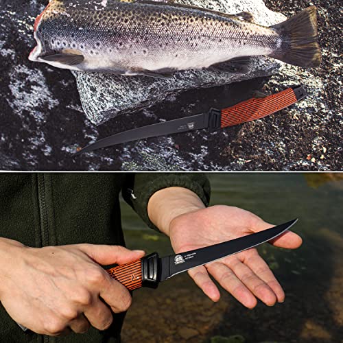 Runcl Fishing Fillet Knife, Professional Level 5Cr15Mov Stainless-Steel Blades 6"/7"/9" With Corrosion Resistant Coating, Non-Slip Rubber Handles, Protective Sheath, Perfect For Fresh Or Saltwater（7"） #TOP5
