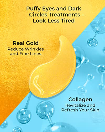 Sefite 24K Gold Eye Mask 60 Psc - Collagen Under Eye Patches - Dark Circles And Puffy Eyes Treatment - Anti Wrinkles And Undereye Bags Care - Korean Gel Eye Pads For Women And Men (24K Gold) #TOP1
