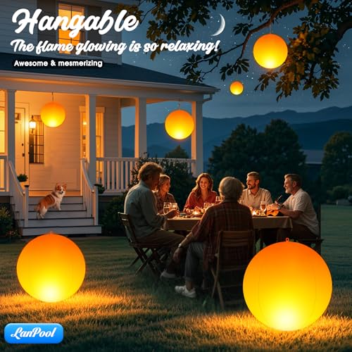 Floating Pool Lights,14" Flame Solar Pool Lights,Floating Glow Globe IP68 Waterproof, Solar Powered Swimming Pool Accessories, Large Floating Light Up Balls for Pool Pond Outdoor Decor-2PCS - Image 6