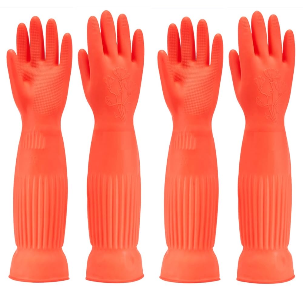 Cleaning Glove, Waterproof and Oil-Resistant, Suitable for Kitchen, Clothes, Household, Dish, Car, Indoor/Outdoor Cleaning & Pet Care (Red, L)