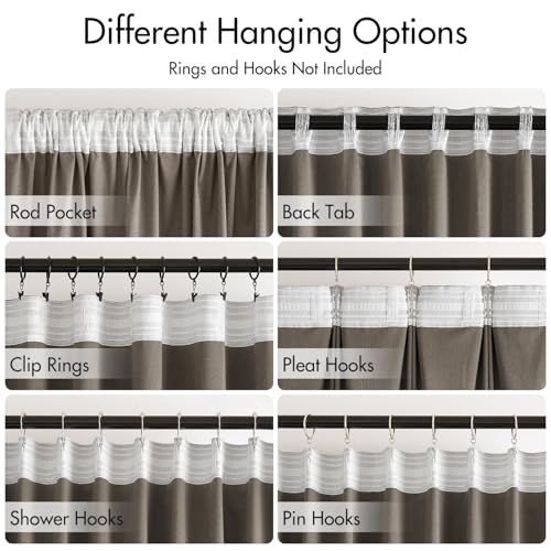 Image of MIULEE Taupe Velvet Pinch Pleat Blackout Curtains W52 X L96 Inches
