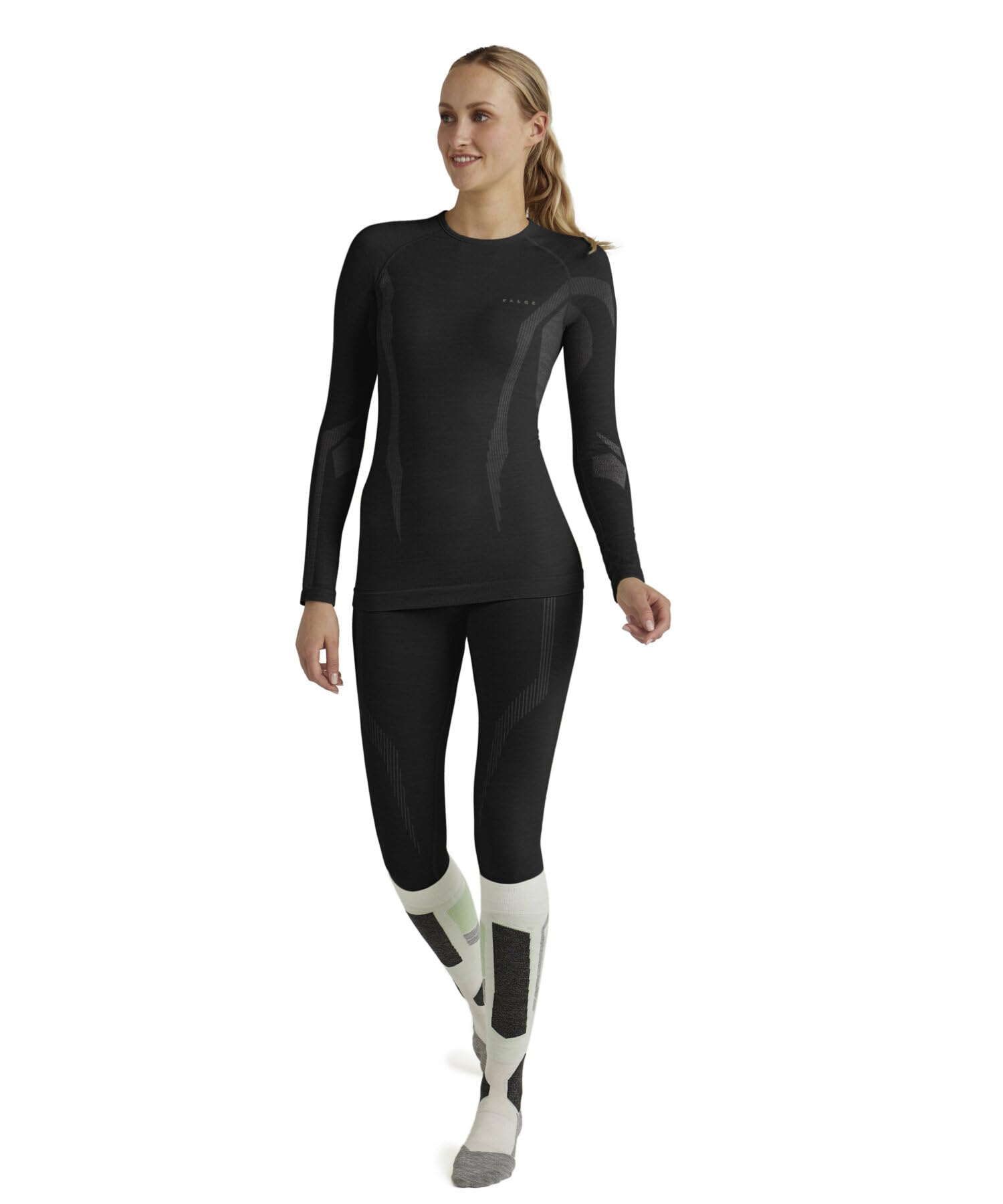 FALKE Mujer Camiseta de Manga Larga Wool-Tech Black (3000), S
