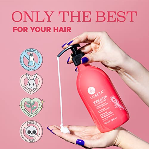 Image of LUSETA Keratin Conditioner for Damaged Hair,Frizz Control & Strength 16.9oz | Deep Moisture Conditioning - Nourishes Dry Hair, Improves Softness for Color Treated Hair, Strengthening Weak Brittle Hair