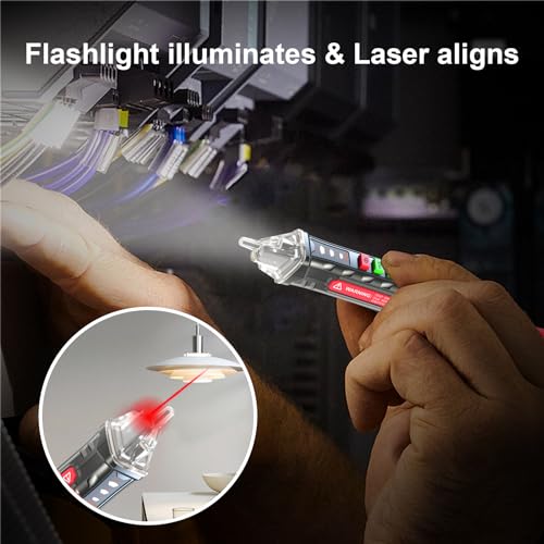 Image of NJTY Voice Broadcast Voltage Tester,Non Contact Voltage Tester,12V-1000V /48V-1000V Dual Range,Electrical Tester,Integrated LED Flashlight and red Indicator Light