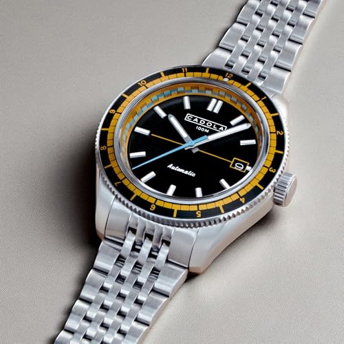 Cadola Montre automatique Ahrens pour homme 42 mm avec bracelet en acier inoxydable massif CD-1061, Racecraft Noir, Bracelet – vue 4