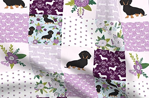 Spoonflower Fabric - Dachshund Pet Cheater Quilt Top Black Tan Dogs Breeds Weiner Printed on Petal Signature Cotton Fabric Fat Quarter - Sewing Quilting Apparel Crafts Decor