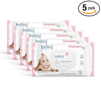 ICEBERG Natural Care Sensitive Baby Wipes, Unscented, Hypoallergenic, 99% Purified Water 80 Wipes in 1 pack (5)
