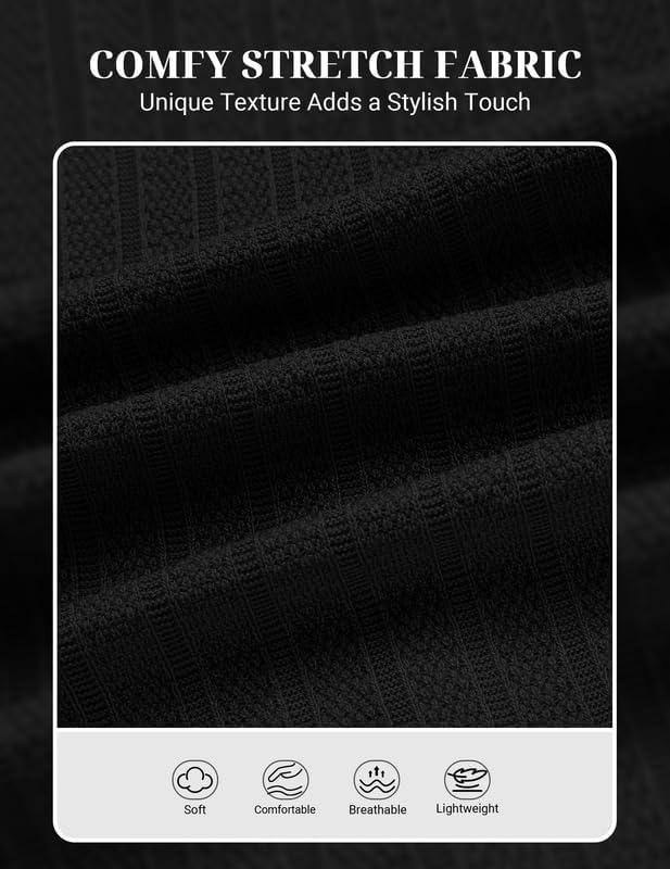 COOFANDY Mens Knit Polo Shirts Short Sleeve Slim Fit Textured Golf Polo Shirt Casual Summer Vacation T-Shirts - Image 6