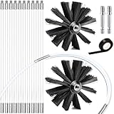 Topsky Schornsteinfeger Bürste Set 4.1m - Ofenrohrbürste ø150mm mit 10 flexiblen Stangen (410mm) - Nylon Kaminbürste für Schornsteine & Rohre - Elektrobohrer Kompatibel