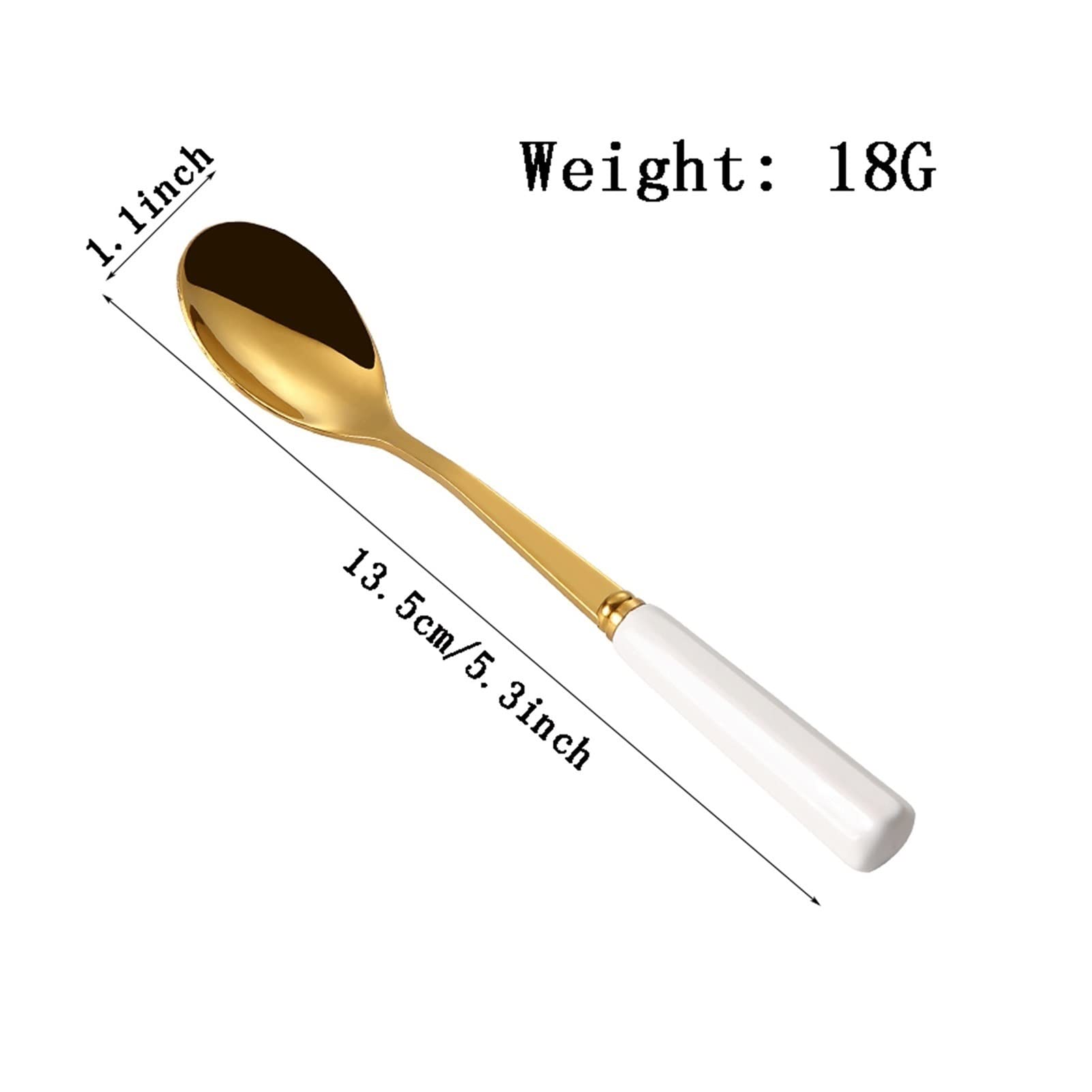 Cuillères De Cuisine Cuillère À Café en Acier Inoxydable Petite Cuillère Cuillère À Mélanger La Crème Glacée Poignée en Céramique Dessert Scoop Set Cuillères À Dîner(E)