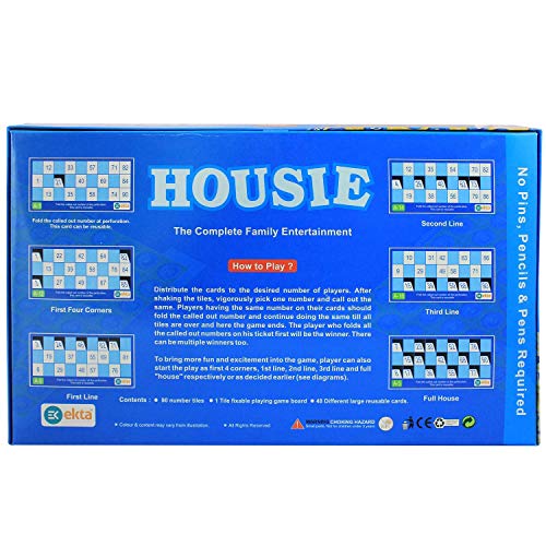 Image of BKDT Marketing Housie Game Set with 48 Reusable Cards & 90 Number Tiles, Board Game for Kids - Tambola Game Set Family Game, Birthday /Return Gift, Pack of 1 - Bingo Game