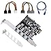 Produktbild QNINE USB 3.0 PCIe Karte, 4 Port USB 3.0 PCI Express Card PCIe Controller mit 2U Bracket, USB 3.0 Karte für Desktop PC, Unterstützung von Windows XP/7/8/10