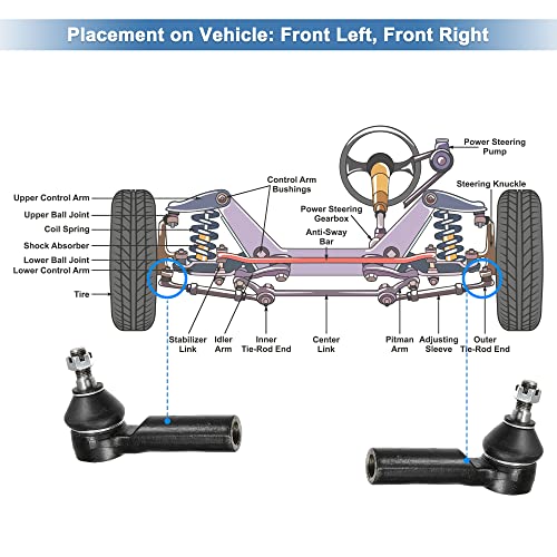 X AUTOHAUX 2pcs Front Outer Tie Rod End Links Steering Tie Rod End Suspension Kit for Ford Escape 2001-2009 for Mazda Tribute 2001-2009 ES3631 by X AUTOHAUX - Image 4