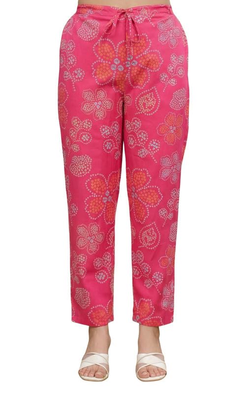 aramya Soft Cotton Pink Floral Print Festival Wear Pant for Women-picture-40