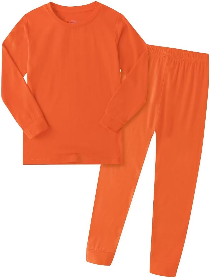 Kids Boys Girls Soft 2-Piece Solid Long Sleeve Shirt and Pants Set