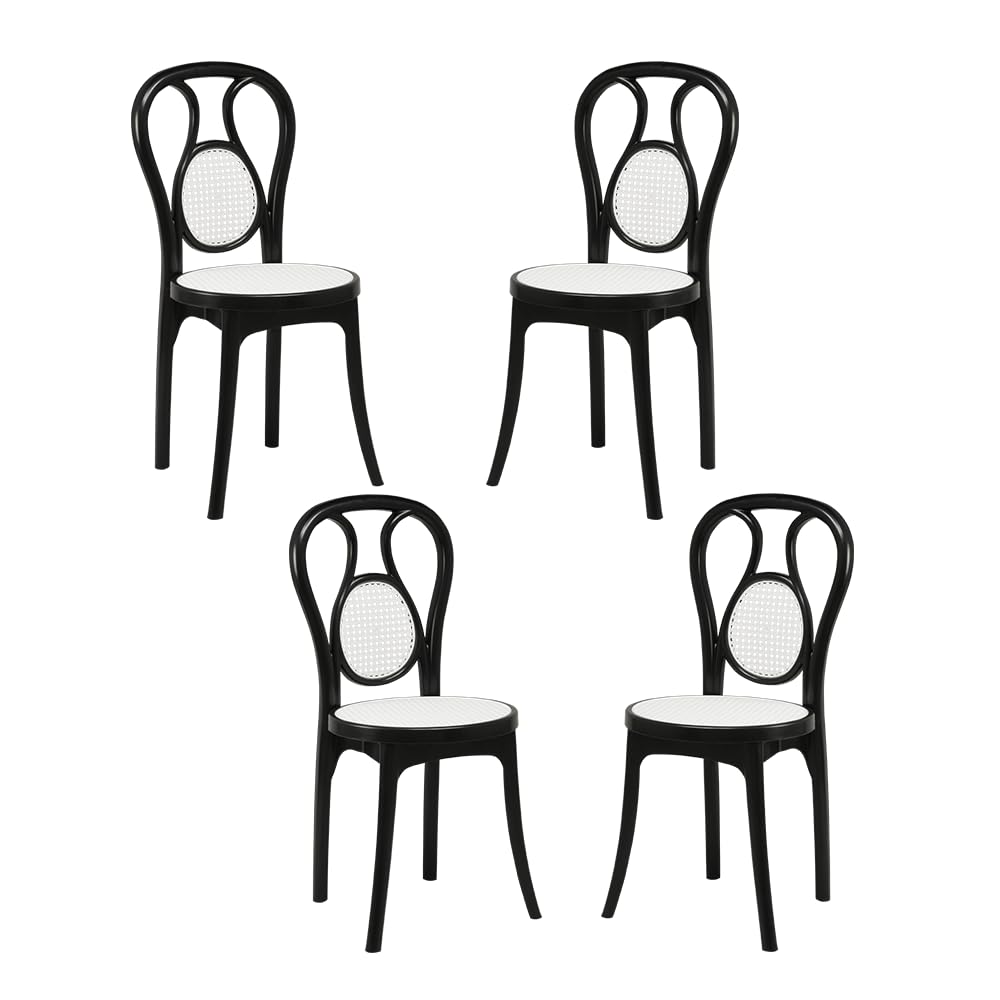 Furniture Plastic Attract Cafeteria Chair for Indoor/Outdoor use in Café,Home,Office (Colour-Black Body with White seat, Set of 4, DIY(Do-It-Yourself))-image-45
