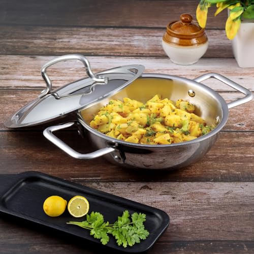 Vinod Platinum Triply Stainless Steel Kadai | Suitable For Indian Cooking, Sauces, Stews, Soups | Extra Deep, 20cm Induction, Electric Friendly by Vinod - Used condition - Image 5