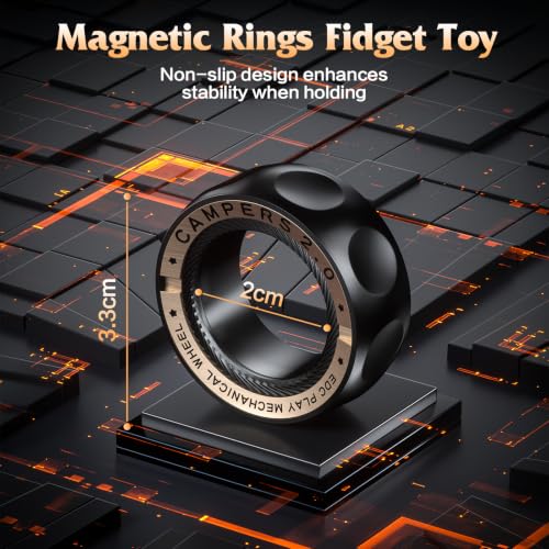 Image of Upgrade Fidget Spinner for Stress Relief,Magnetic Fidget Spinner Rings with Relax Sounds,Stainless Steel Ring Toy Stress Anxiety EDC Relief Slider Tool, Gifts for Adults