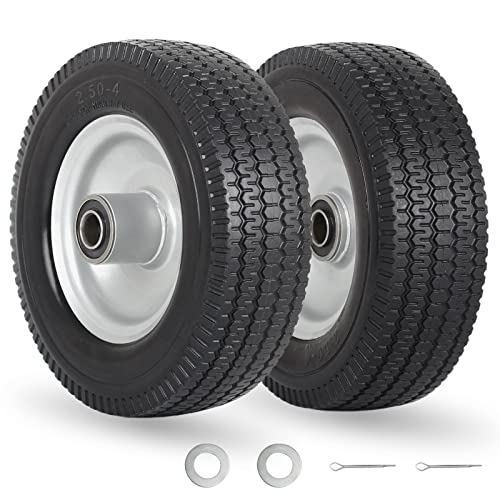 Gicool 8-Inch Flat-Free Tire, 2.50-4 Solid Tire And Wheel, 5/8" Axle Bore Hole, 2.2" Offset Hub For Hand Truck Garden Wagon Gorilla Cart Trolley Dolly Lawn Mover Go Kart Replacement, 2 Pack #TOP3
