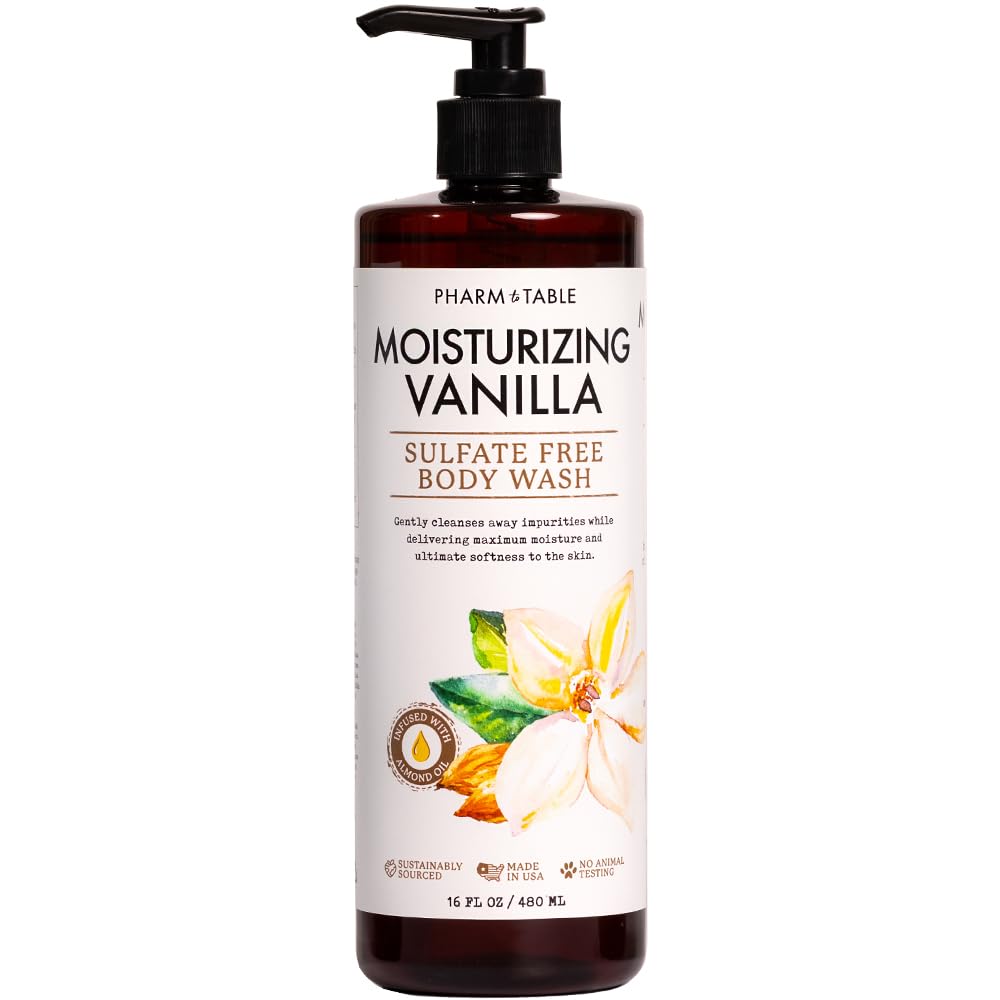 Moisturizing Vanilla Body Wash for Women and Men - Moisturizes and Softens the Skin, Sulfate Free, 100% Cruelty Free, 480ml