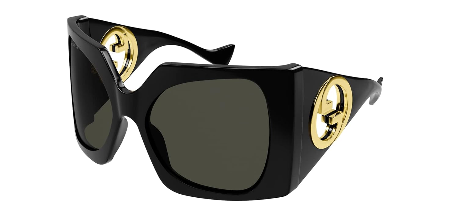 Gucci GG1255S Black Gold Grey 64 20 125 women Sunglasses