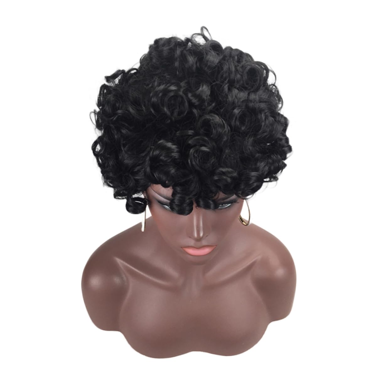 FOMIYES Lot De 2 Perruques Courtes Et Bouclées Pour Femme Longueur Niveau De La Mâchoire Pour Un Usage Quotidien Et Les Fêtes