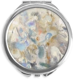 May Lotus XJJ Oil Painting Hand Compact Mirror Round Portable Pocket Glass