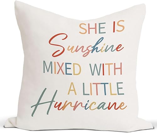 Miniatura 10 de Rusenbao Sunshine Mixed with A Little Hurricane Summer - Fundas de almohada rosas para decorar habitación de niños, niñas, mujeres, hermana, 18 x 18