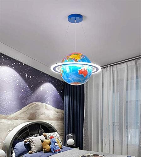 Miniatura 4 de LITFAD Lámpara colgante LED moderna para niños, lámpara colgante de planeta Tierra con pantalla de PVC para habitación de niños, dormitorio de