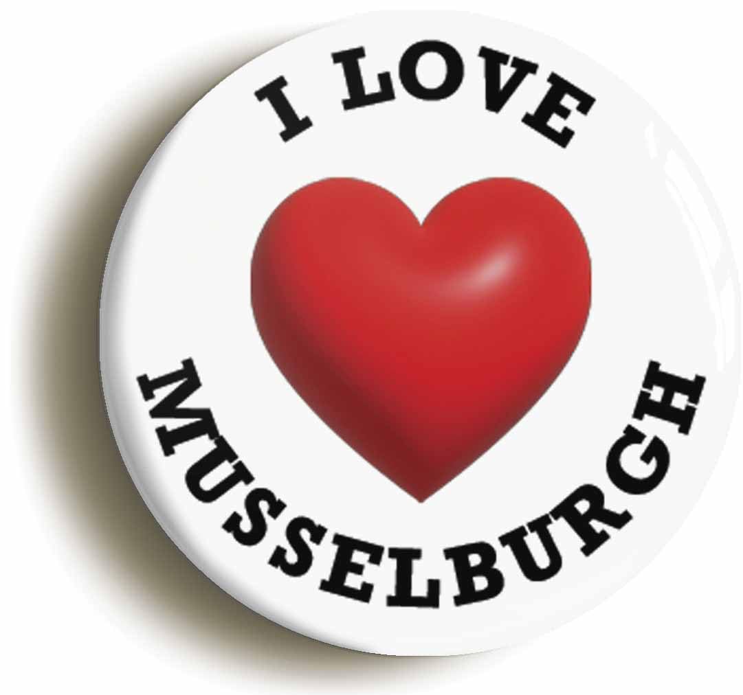 I Heart Love Musselburgh Location Fridge Magnet (Circular 2inch / 50mm Diameter)