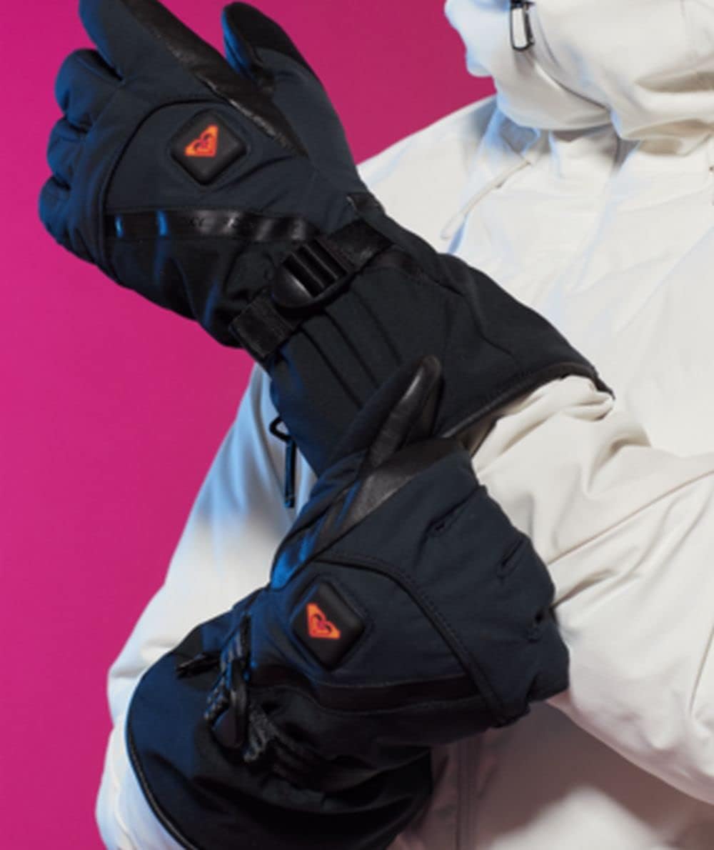 Roxy Women's Sierra Warmlink Gloves - Heated, Waterproof, Touchscreen Compatible, Leather Palm