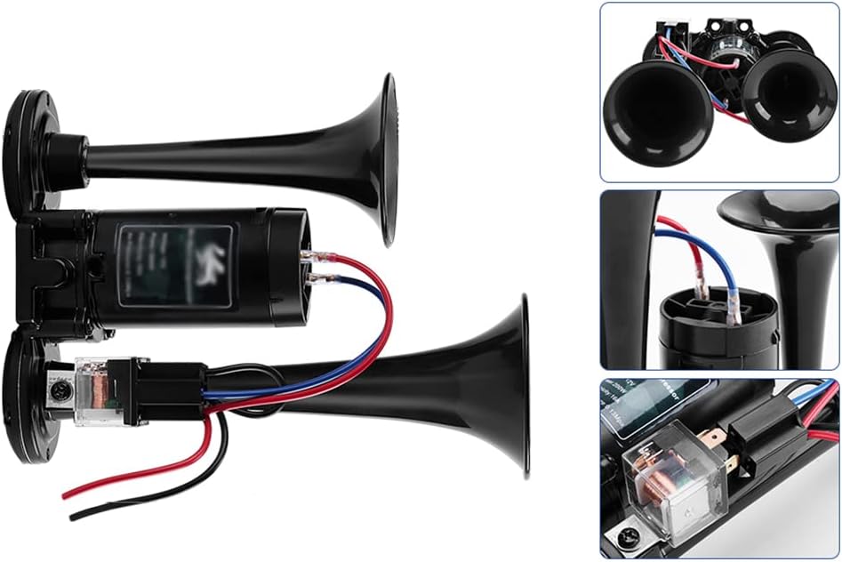 Air Horns Kit with Compressor 12V Car Horns Loud Truck Horn Dual Trumpet for Truck Boat Train Speaker Cars Van Ship