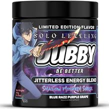 Dubby Solo Leveling Anime Official License Energy Drink Powder- Sugar Free Energy Drinks, Jitter-Free Energy Blue Razz Purple Grape Flavor, 30 Serving, 5.29 Ounces Shadow Monarch Surge