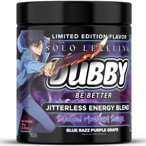 Image of Dubby Solo Leveling Anime Official License Energy Drink Powder- Sugar Free Energy Drinks, Jitter-Free Energy Blue Razz Purple Grape Flavor, 30 Serving, 5.29 Ounces (Shadow Monarch Surge)