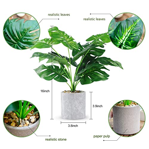 Wukoku 2Pcs Fake Plants 16" Faux Plants Artificial Potted Plants Indoor For Home Office Farmhouse Kitchen Bathroom Table Shelf Decor #TOP1