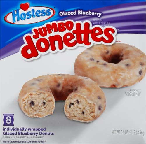 Blueberry Glazed Jumbo Donettes By Hostess [8 Count Package] #TOP13