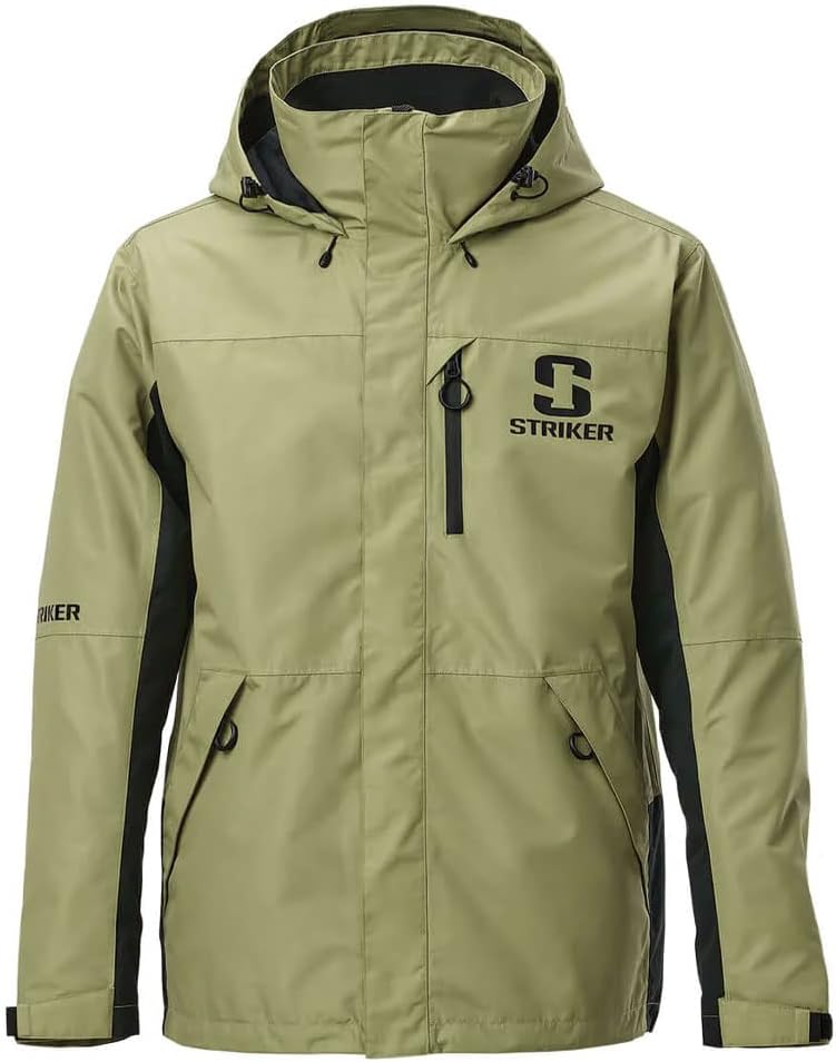 Striker Men's Vortex Durable Breathable Waterproof Outdoor Fishing Rain Jacket with Adjustable Hood & Reflective Elements