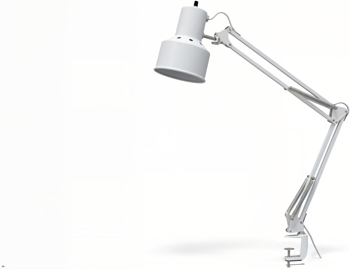 Universal Industrial Sewing Machine and Crafts Working Light Lamp with C-Clamp Mounting, AC Wall Plug, Porcelain Socket, Twist On-Off Switch, Heavy-Duty Shade, All-Steel Construction