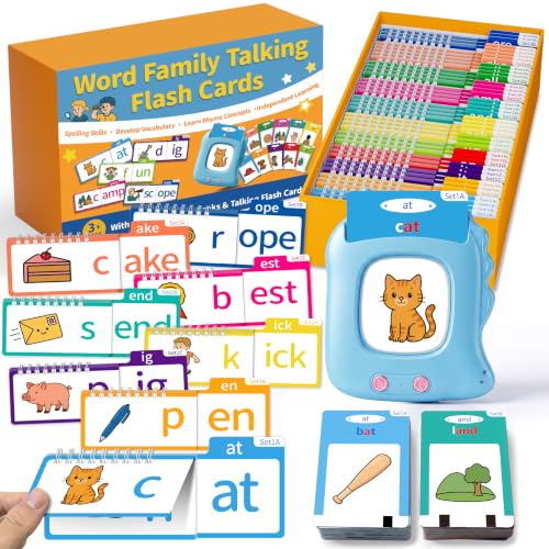 Image of Phonics Flip Book & Talking Flash Cards, Word Family Build Book Set | 40 Read & Rhyme Flip Books, 144 Talking Flash Cards, Learn to Read for Kids Ages 3-8, Phonics Word Cards for Kindergarten