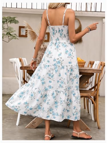 Image of BEAUDRM Women's Summer Maxi Dresses Boho Summer Wedding Guest Dress Beach Vacation Outfits Cruise Flowy Milkmaid Sundresses