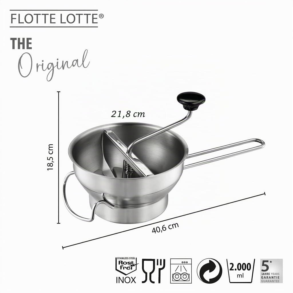 GEFU 89210 Flotte Lotte - Pasapurés de Acero Inoxidable (Incluye 3 Discos Perforados)
