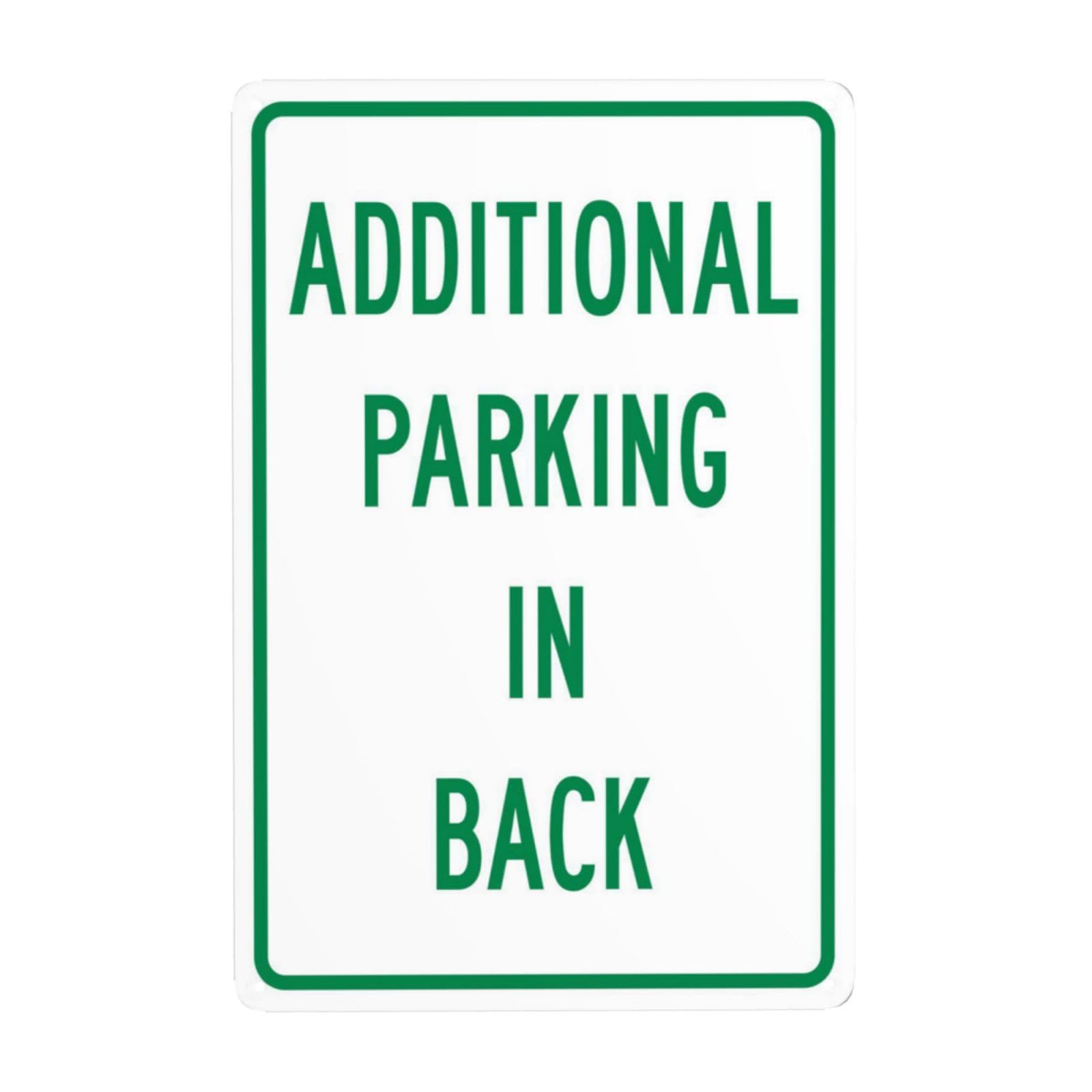 SMAZDFXX Additional Parking In Back Sign Metal Signs, Cautions Security Tin Sign, Parking Lot Safety Warning Posted Signs, Perfect for Street Business and Home Wall 5.5"x8"