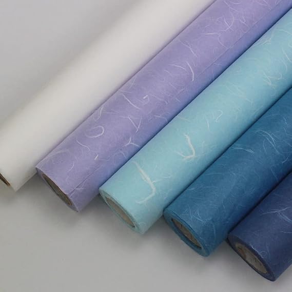 Korean Traditional Mulberry Paper, Colored Hanji Paper Roll, Natural Fiber Texture, Unyong (Lavender, 10.4 x 787.4)