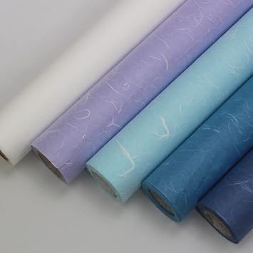 Korean Traditional Mulberry Paper, Colored Hanji Paper Roll, Natural Fiber Texture, Unyong (Lavender, 10.4 x 787.4)