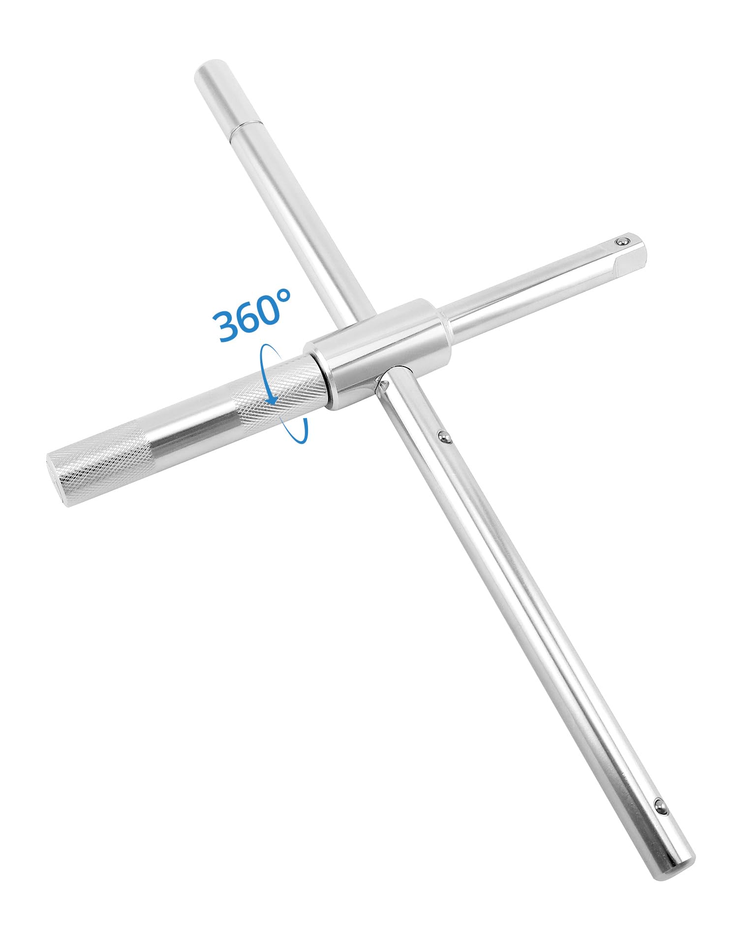 QWORK® Cléà roue télescopique avec douilles 17/19mm et 21/23mm, Clé croix pour changer les pneus de voiture, Étendre jusqu'à 60cm