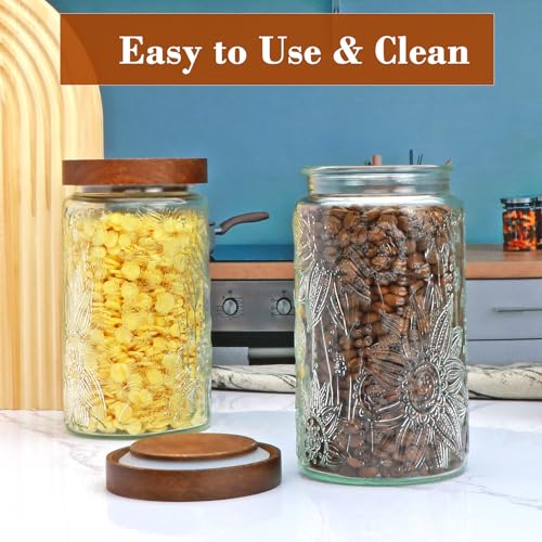 image for Brajttt Glass Jar 33oz,Set of 4 Jar with Lid,Airtight Glass Storage Ja