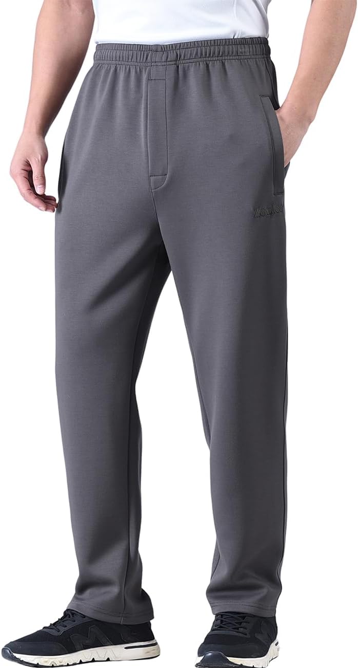 Zoulee New Men's Classic Drawstring-Waist Jogger Pants Sweatpants with Zipper Fly