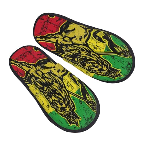 One Love Jamaican Rasta Reggae Slippers Cozy Non-Slip Indoor Shoes Soft Fluffy House Slippers For Women Men