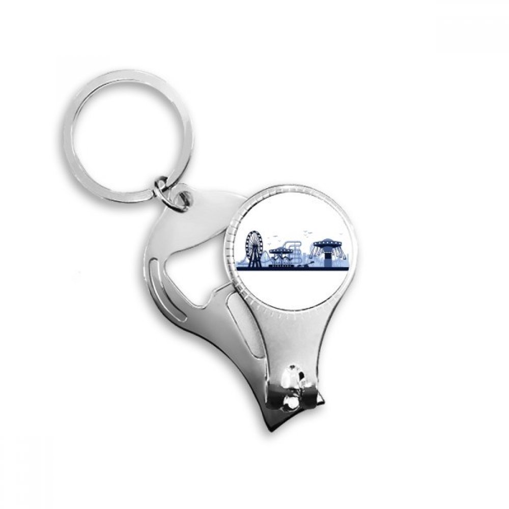 Pince à ongles avec porte-clés bleu sur le thème du parc d'attractions
